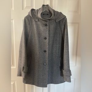LAUREN RALPH LAUREN Wool Blend Coat With Removable Hood smoke and pets free